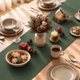 thumbnail image 3 of Sm:)e Dark Green Christmas Tassel Table Runner, 13x36 Inches, Boho Linen Blend Rustic Farmhouse Style, Holiday Wedding Party Kitchen Table Decor, 3 of 10