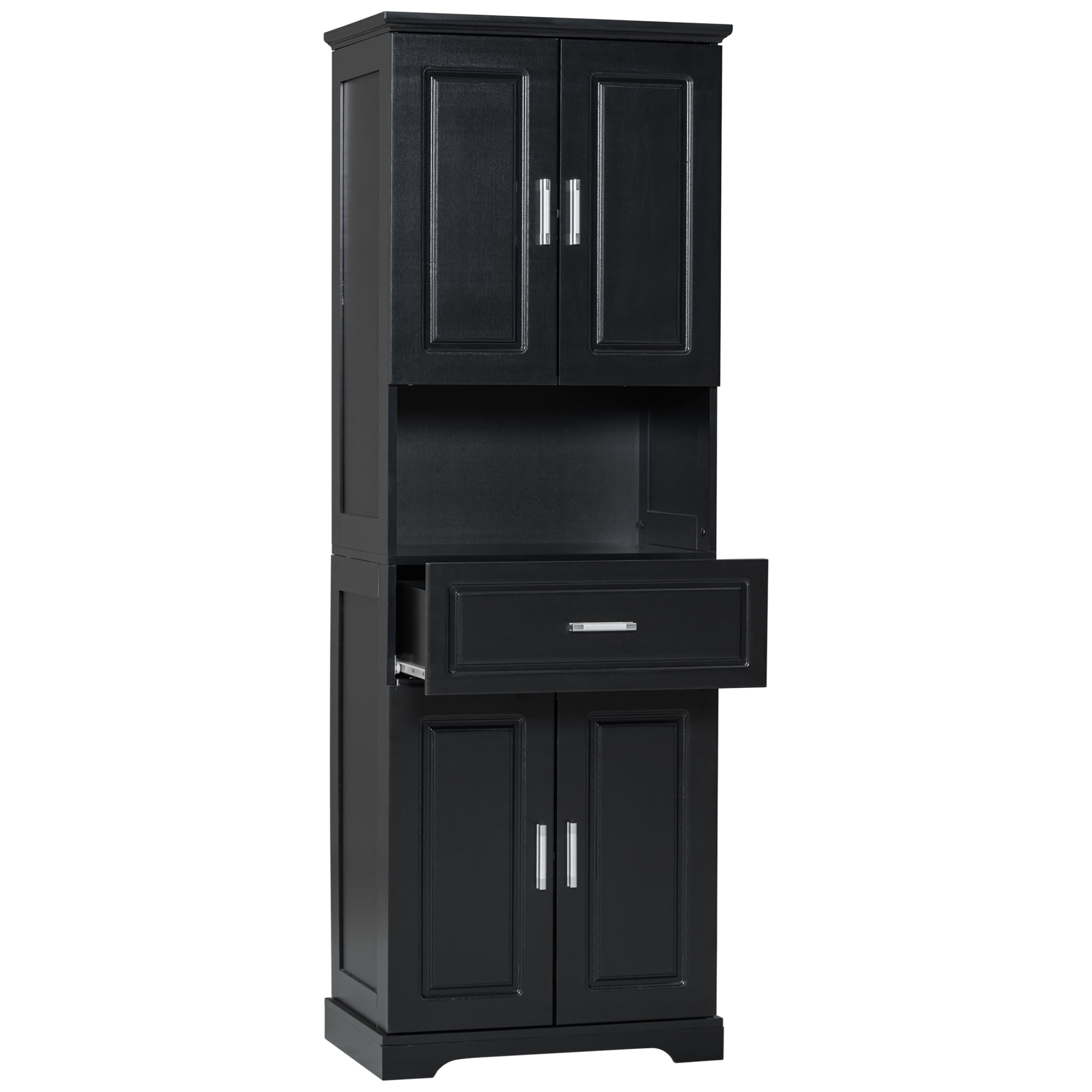 Noble House Modern Bathroom Storage Cabinet, Narrow Tall Cabinet with Drawer, Doors and Adjustable Shelves, Black