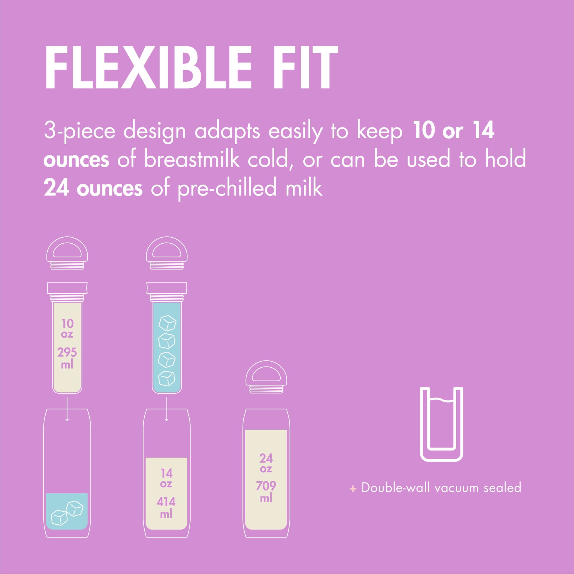 Boon Frosh Purple Breast Milk Storage Bottle with Long-Lasting Chilling Technology