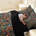thumbnail image 5 of Erosebridal Vintage Peacock 7-Piece King Bedding,Watercolor Plants King Bed in a Bag,Teal Gold,Black Reversible, 5 of 7