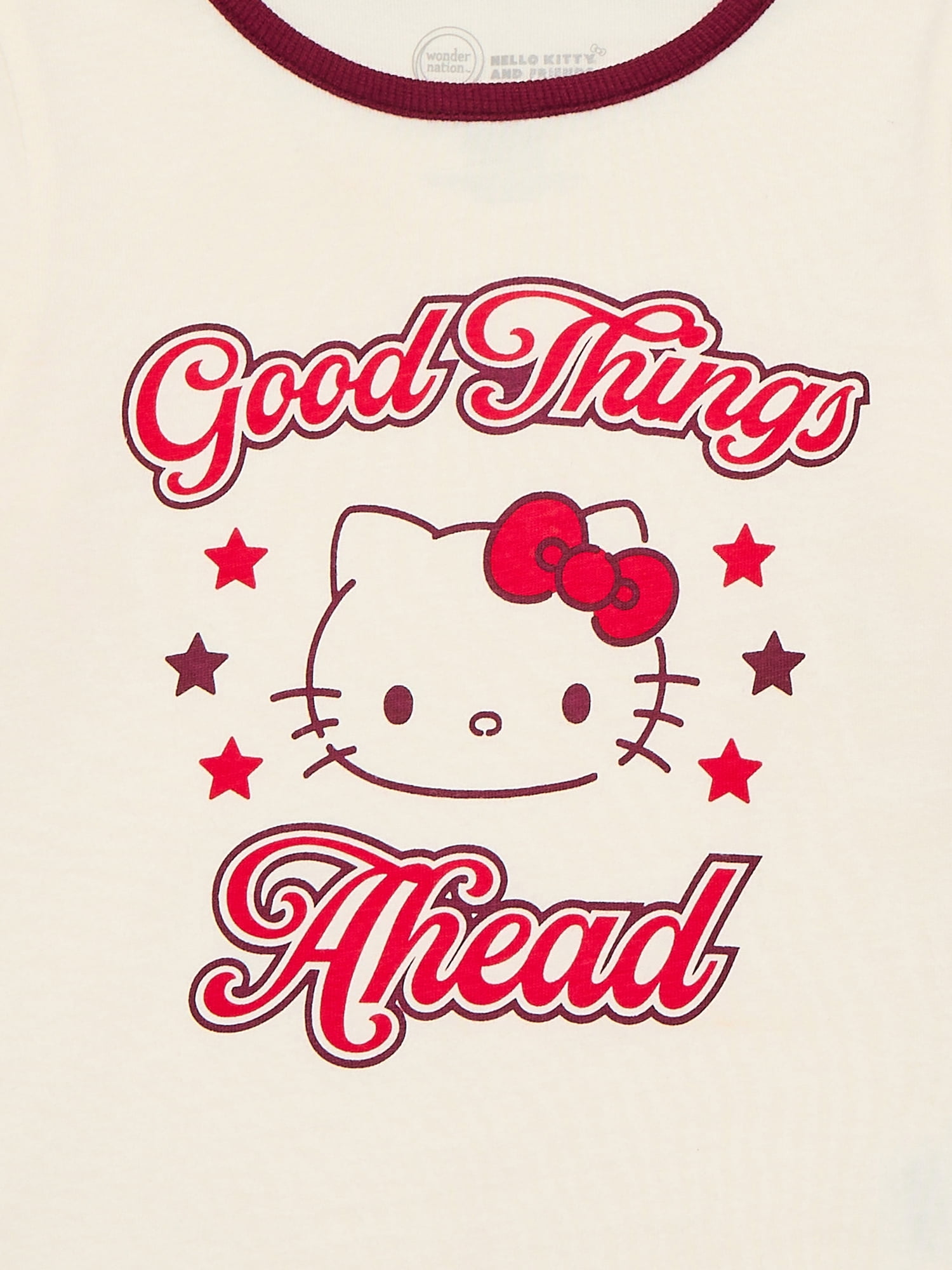 Wonder Nation Hello Kitty Girls Cotton Graphic Tee with Long Sleeves, Sizes 4-18