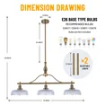 thumbnail image 6 of More Change 3 Lights Glass Chandeliers Lamp Mid-Century Gold Pendant Light Ceiling Fixtures, 6 of 13