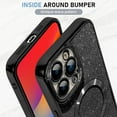 thumbnail image 4 of Compatible with iPhone 15 Pro Max Case Magnetic [Support Magsafe Charger] Glitter Bling Sparkly Wireless Electroplate Shockproof Camera Protective Crystal Full Body Protection Cover-Black, 4 of 11