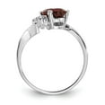 thumbnail image 2 of Solid 14k White Gold 8x6mm Oval Garnet January Red Gemstone Diamond Engagement Ring Size 8 (.051 cttw.), 2 of 6