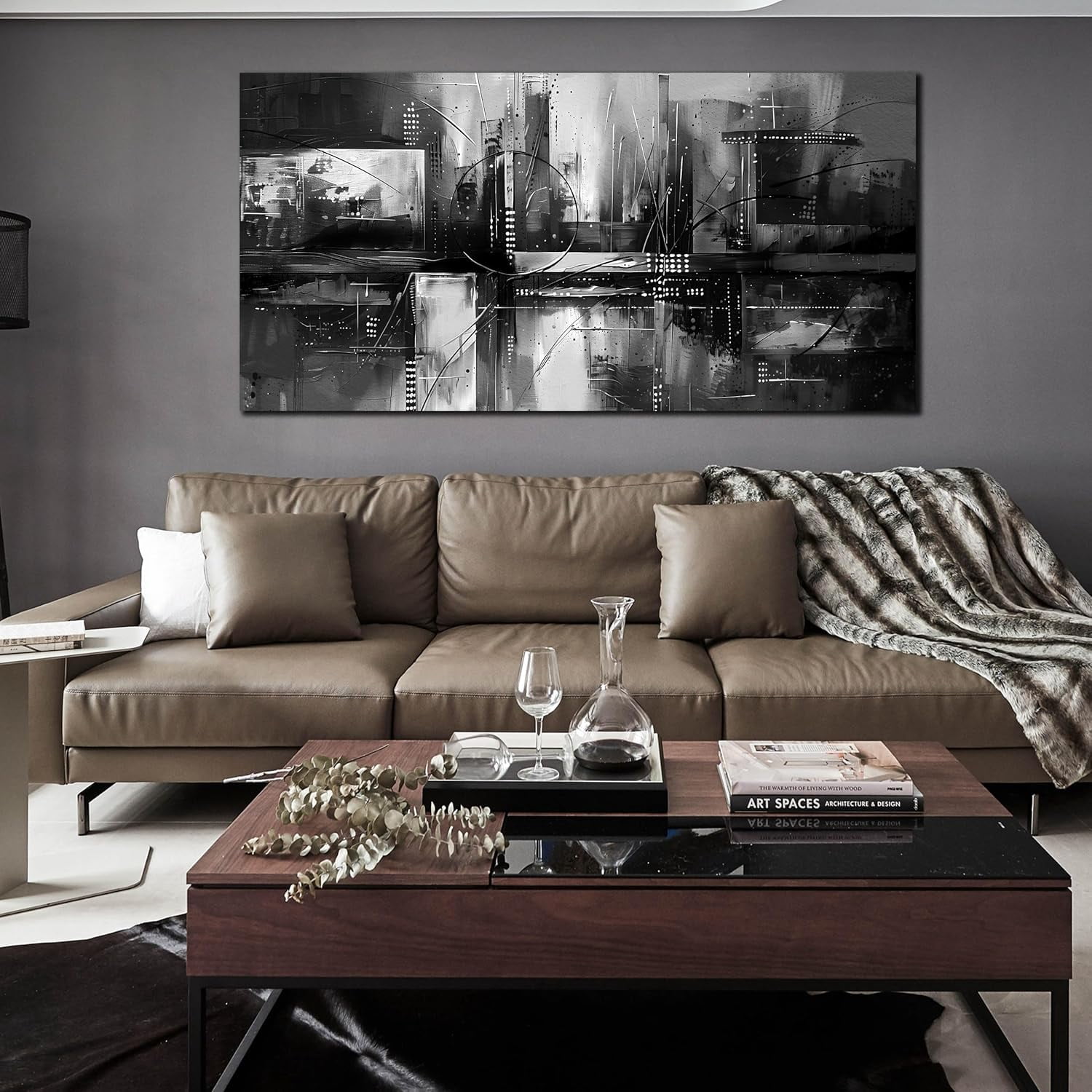 WFSposterWall Art for Living Room Black and White Abstract Print Picture Painting Large Wall Decor for Bedroom Framed Canvas Modern Room Wall Decorations Artwork Size inch Ready to Hang
