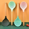 thumbnail image 4 of NAMZI Non-Stick Silicone Kitchen Utensils,Cooking Strainer Wooden Handle Colander Spoon Skimmer Strainer BPA Free for Baking & Serving Pink 12.68" x 3.78", 4 of 5