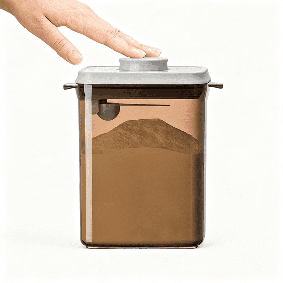 CCOCC One-Push Formula Container, 2300Ml Formula Dispenser with Scoop and Scraper, Milk Powder Container with Lids, Bpa-Free Airtight Food Storage Container Large Capacity,Dark Brown, Rectangle