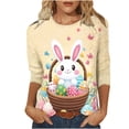 thumbnail image 2 of Kctiaxy 3/4 Length Sleeve Womens tops Happy Easter Graphic Crew Neck T-Shirt Fashion Casual Loose Fitting Top Festival Pullover Tees, 2 of 6
