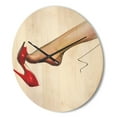thumbnail image 3 of Designart 'Woman Leg Wearing High Heel Red Shoe ' Modern Wood Wall Clock, 3 of 5