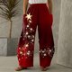 thumbnail image 1 of Pntutb Pantalones sueltos casuales vintage con estampado navideño para mujer Pantalones de pierna ancha casuales Pantalones Pntutb Pntutb-6607, 1 of 5