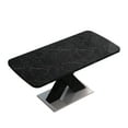 thumbnail image 5 of DreamBuck Modern Square Dining Table, Stretchable, Printed Black Marble Table Top + MDF X-Shape Table Leg with Metal Base, 5 of 7
