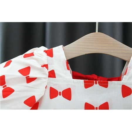 

Cathalem Girls Baptism Dresses Toddler Baby Girls Dress Summer Bohemia Ruffle Bowknot Short Puff Sleeve Toddler Wedding Dress Dress Red 6 Months