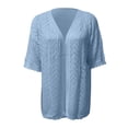 thumbnail image 4 of Wovix Women's Lightweight Summer Swim Cardigans Elbow Sleeve Knit Crochet Coverups Spring Boho Beach Vacation Tops, 4 of 5