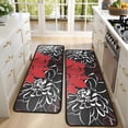 thumbnail image 4 of Kitchen Rugs Sets Of 2,Red and Black Pioneer Flower Pattern Anti Fatigue Kitchen Mat Rugs Non Slip Washable,Decorative Kitchen Floor Mats for Kitchen,Sink,Laundry,17"x47"+17"x47", 4 of 5