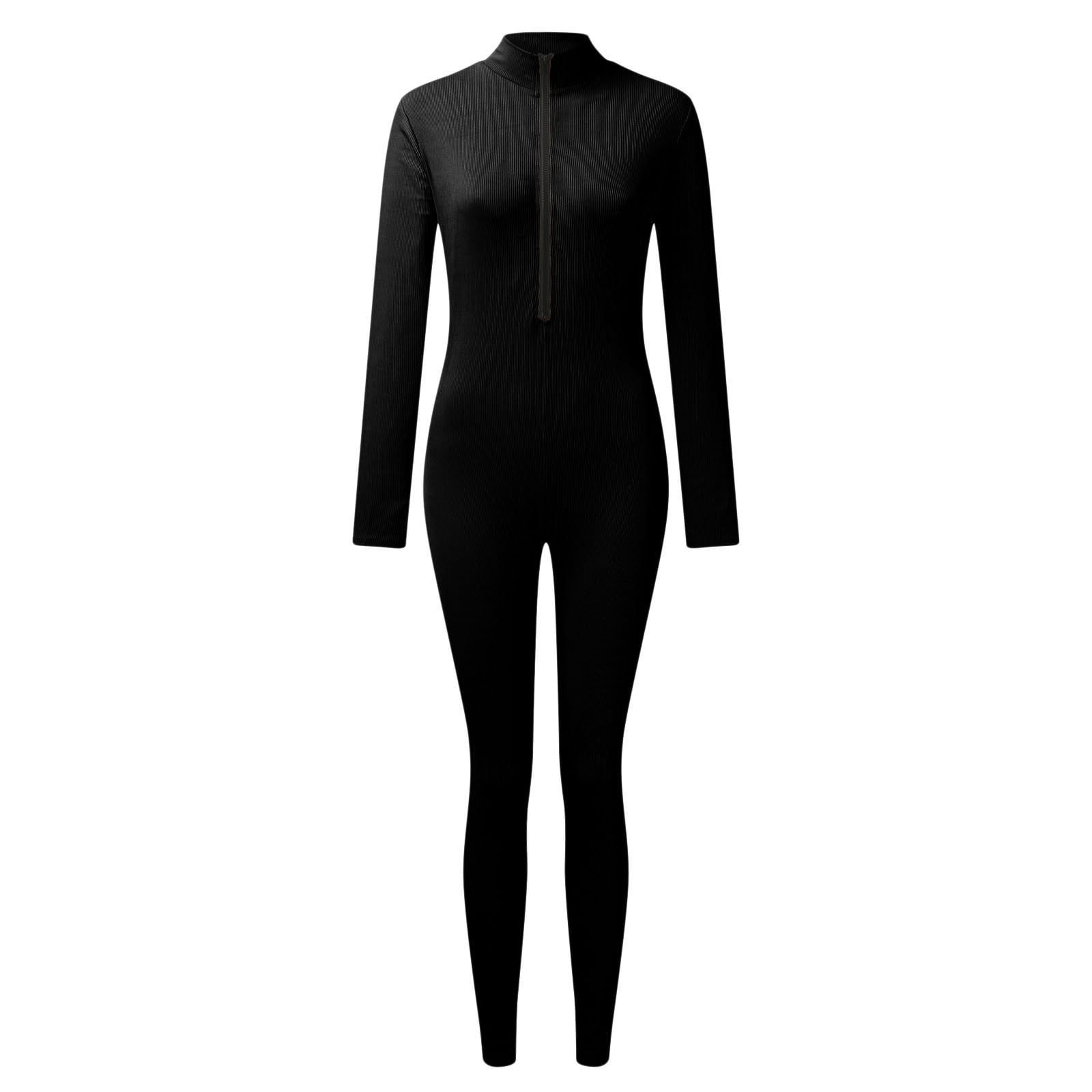 ZIZOCWA Skin Tight Bodysuit Long Sleeve Club Romper Women'S Zipper