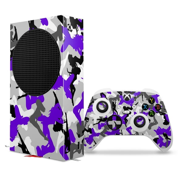 WraptorSkinz Skin Wrap compatible with the 2020 XBOX Series S Console and Controller Sexy Girl Silhouette Camo Purple (XBOX NOT INCLUDED)