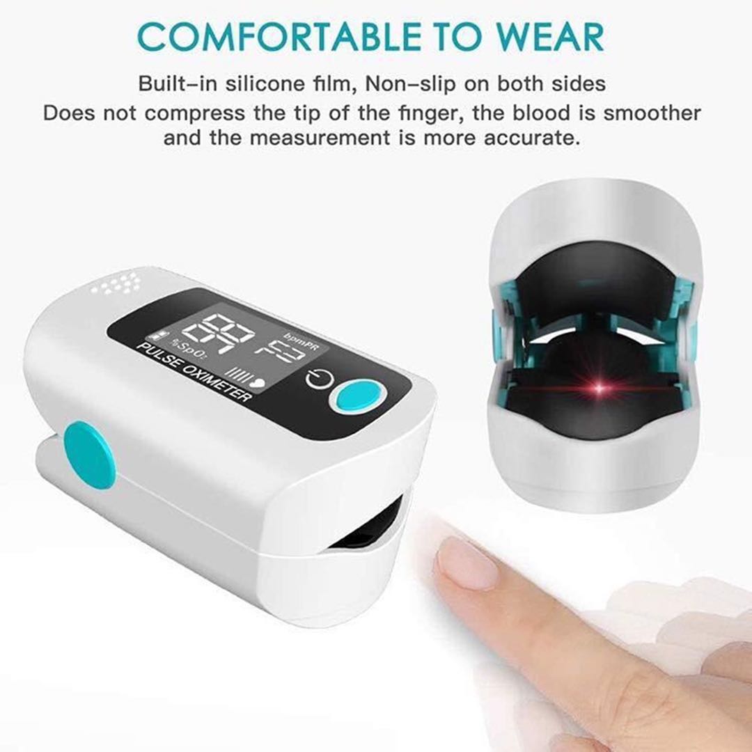 Cooligg Finger Pulse Oximeter Heart Rate Monitor Blood Oxygen Sensor Meter LED Display White - image 2 of 9