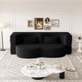 thumbnail image 2 of Miekor Furniture Modern Floor Sofa with 2 Pillows,Convertible Teddy Fabric Foam-Filled Sleeper Sofa Bed,15" Full Size Folding Mattress for Living Room,Guest Bed,no assembly required,Black 57231, 2 of 12