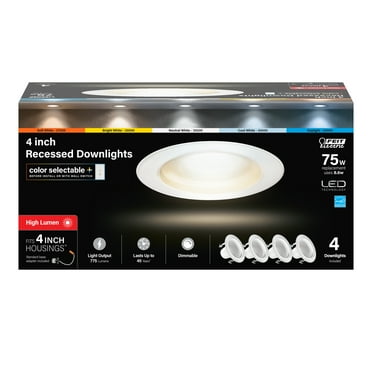 Feit Electric 4 inch Trim White Color Selectable (5CCT) Dimmable LED Recessed Downlight (4-Pack)