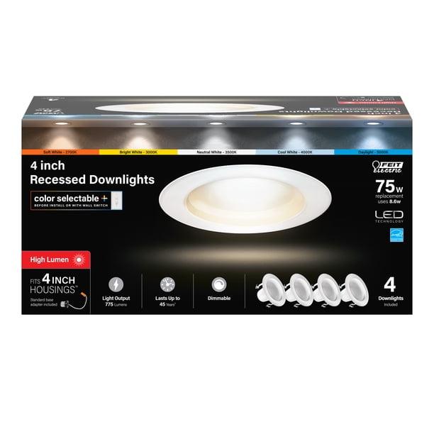 Feit Electric 4 inch Trim White Color Selectable (5CCT) Dimmable LED ...