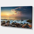 thumbnail image 2 of Sunrise and Shining Waves in Sea - Large Seashore Canvas Art Print, 2 of 4