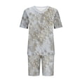 thumbnail image 5 of ZToonmas Women's Plus Size V Neck Short Sleeve Vintage Print Top and Elastic High Waist Bike Shorts 2 Piece Casual Loungewear Set, 5 of 5