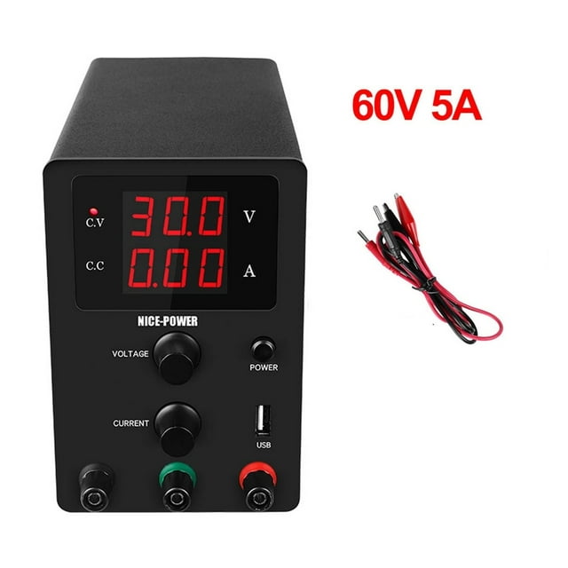 Alimentation de Laboratoire USB DC 60V 5A Régulée, Réglable, Régulateur de Tension 30V 10A, Stabilisateur, Commutation, Source de Banc