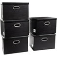 thumbnail image 3 of Large Stackable Storage Boxes with Lids Lear Fabric Foldable Storage Bins Organizer Containers Baskets s with Cover for Bedroom Closet Office Nursery, 3 of 6