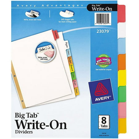 Avery Big Tab Write-On Dividers, 8-Tab Set