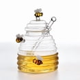 thumbnail image 1 of Small Transparent Glass Honey Jar with Lid - Creative Unpatterned Double Bee Design, Durable Airtight Storage Container for Honey & Dry Goods, Easy-to-Clean Kitchen Decor Accessory, 1 of 5