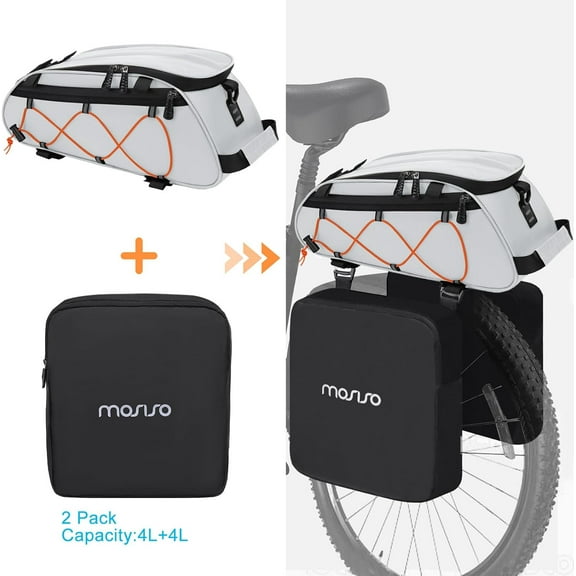 Waterproof Bike Rack Bag with Removable Panniers, Insulated Storage for Cycling