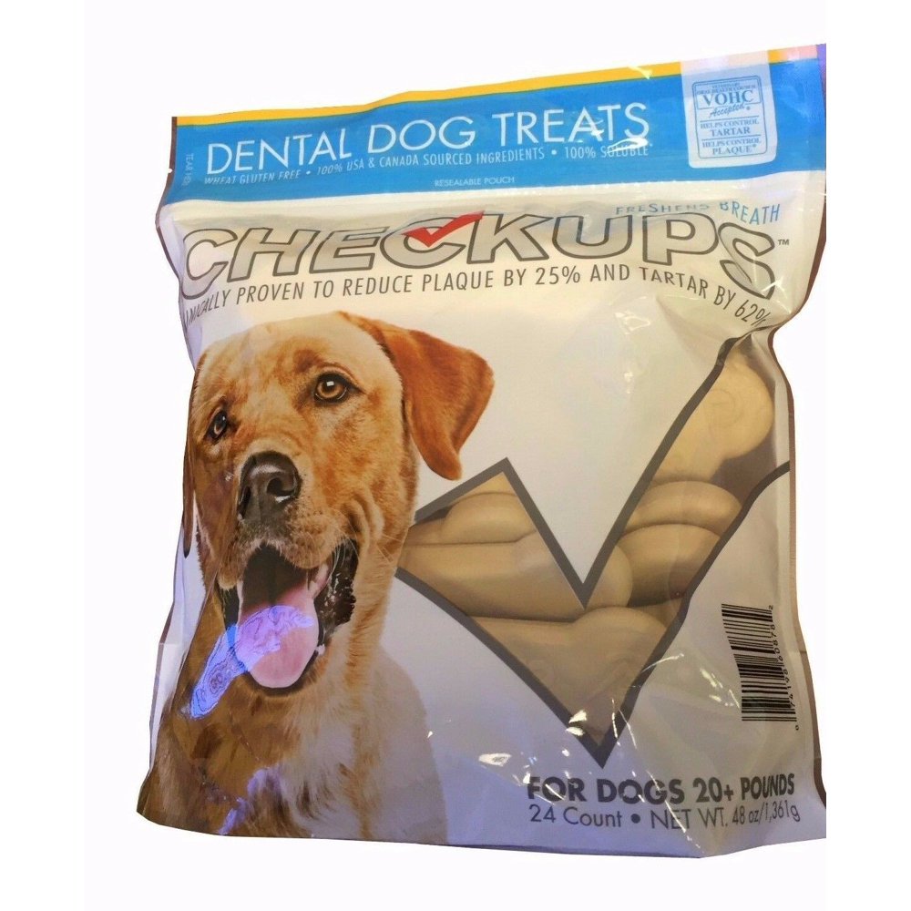 Checkups Dental Dog Treats for Dogs 20+ lbs Freshens Breath 24 Count