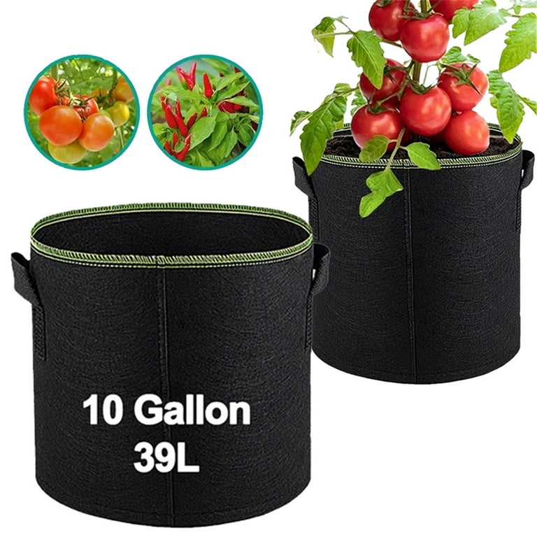 Elbourn 2-Pack 10 Gallon Grow Bags Heavy Duty Container Thickened Nonwoven  Fabric Plant Pots with Handles