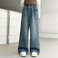 thumbnail image 2 of Girls Jeans Denim Elastic Wasit Wide Leg Denim Pants Teen Girl Clothes Cowgirl Pants, 2 of 9