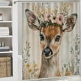 thumbnail image 6 of Autua Deer Flower Crown Chic Modern Bathroom Decor Shower Curtain 69"x72, 6 of 7