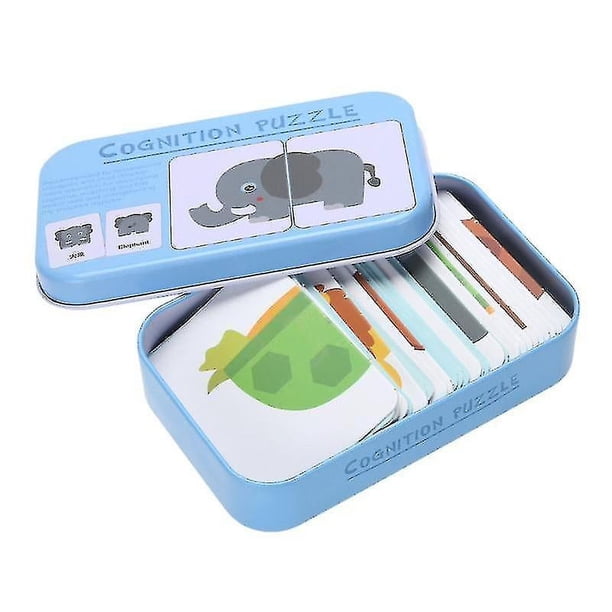 Rompecabezas cognitivos para niños de 1 a 6 años, juguetes para niños pequeños, caja de hierro, juego a juego, tarjetas cognitivas, vehículo, fruta, Animal Hs