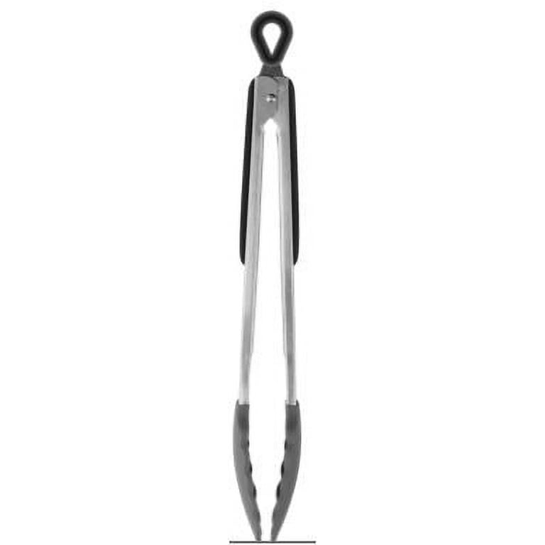 9 Stainless Steel Tongs with Silicone Head Black - Figmint™