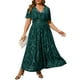 thumbnail image 1 of Vestido Simplee para mujer, cuello en V, talla grande, terciopelo 3XL, verde oscuro, 1 of 6