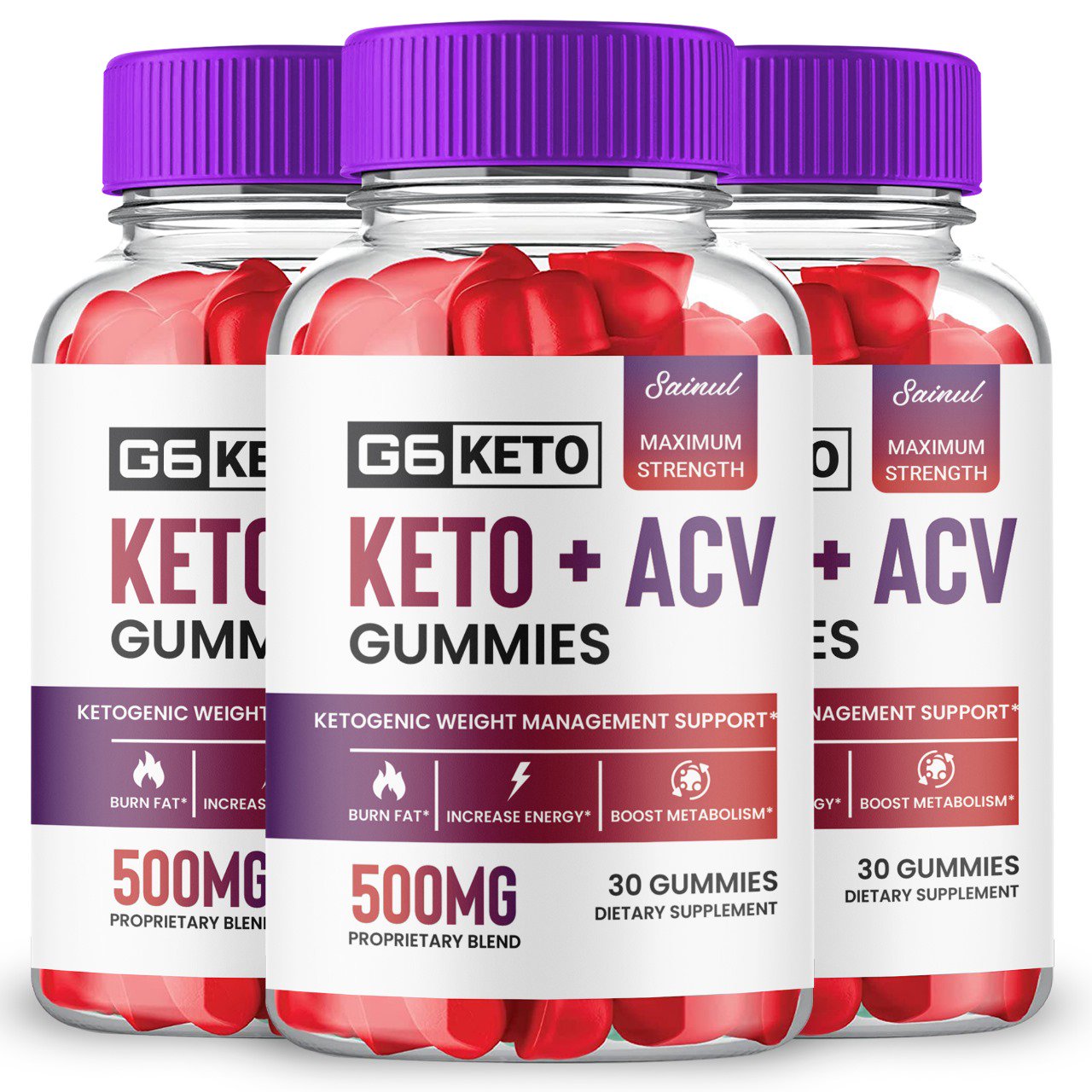 G6 Keto ACV Gummies, Maximum Strength for Weight Management, Apple Cider Vinegar, 3 Month Supply Dietary Supplement (3 Pack)