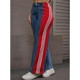 thumbnail image 4 of Women’s Two Tone Jeans for Women High Waist Wide Leg Jeans with Red Side Stripe,Colorblock Denim Pants with Sporty Streetwear Style, 4 of 7
