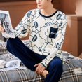 thumbnail image 1 of Printemps Automne Plus 5TG Pyjama Tricoté pour Hommes à Carreaux Ensembles de Pyjamas Décontractés Mode Nuit, 1 of 5