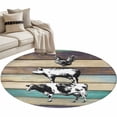 thumbnail image 2 of Farmhouse Animals Round Area Rug 3.3 FT, Non Slip Small Entryway Kitchen Mat, Vintage Wood Country Cow Pig Chicken Washable Soft Circular Rug Non-Shedding Door Mat for Bathroom Playroom Kids Room, 2 of 9