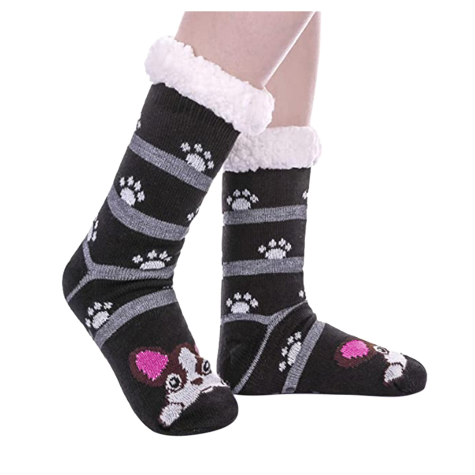 Labakihah fuzzy socks Women's Winter Super Soft Warm Fuzzy FleeceLined Grippers Slipper Socks