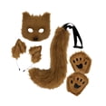 thumbnail image 3 of Conjunto de orejas y cola de animal, disfraz de Halloween, máscara facial de Halloween para graduación, cumpleaños Marrón, 3 of 8