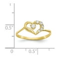 thumbnail image 3 of Solid 10k Yellow Gold CZ Cubic Zirconia Heart Ring Band Size 7.5, 3 of 6