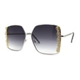 thumbnail image 2 of Womens Rhinestone Chain Jewel Trim Classical Metal Rim Butterfly Sunglasses Silver Smoke, 2 of 4