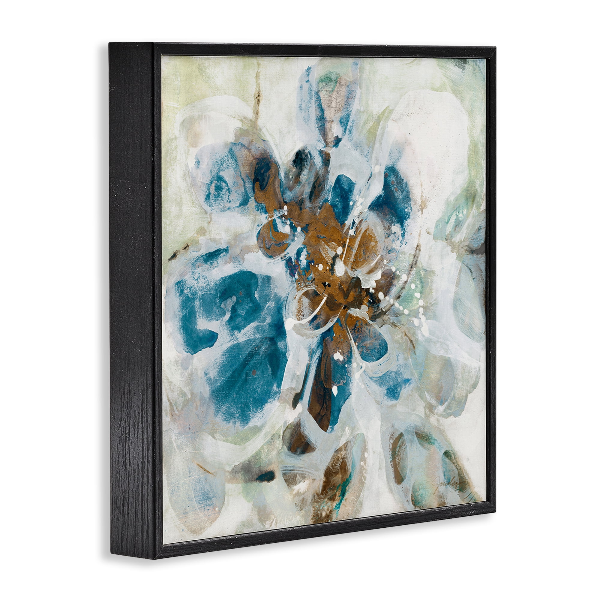 Stupell Industries Distorted Splatter Abstraction Abstract Painting Black Framed Art Print Wall Art, 24 x 24