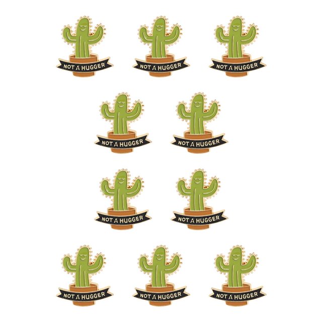 Sonducket Broche de dibujos animados de Cactus verde en maceta con forma de hoja de planta, joyería esmaltada, alfileres de solapa, para ropa, XZ3281 10Conjunto