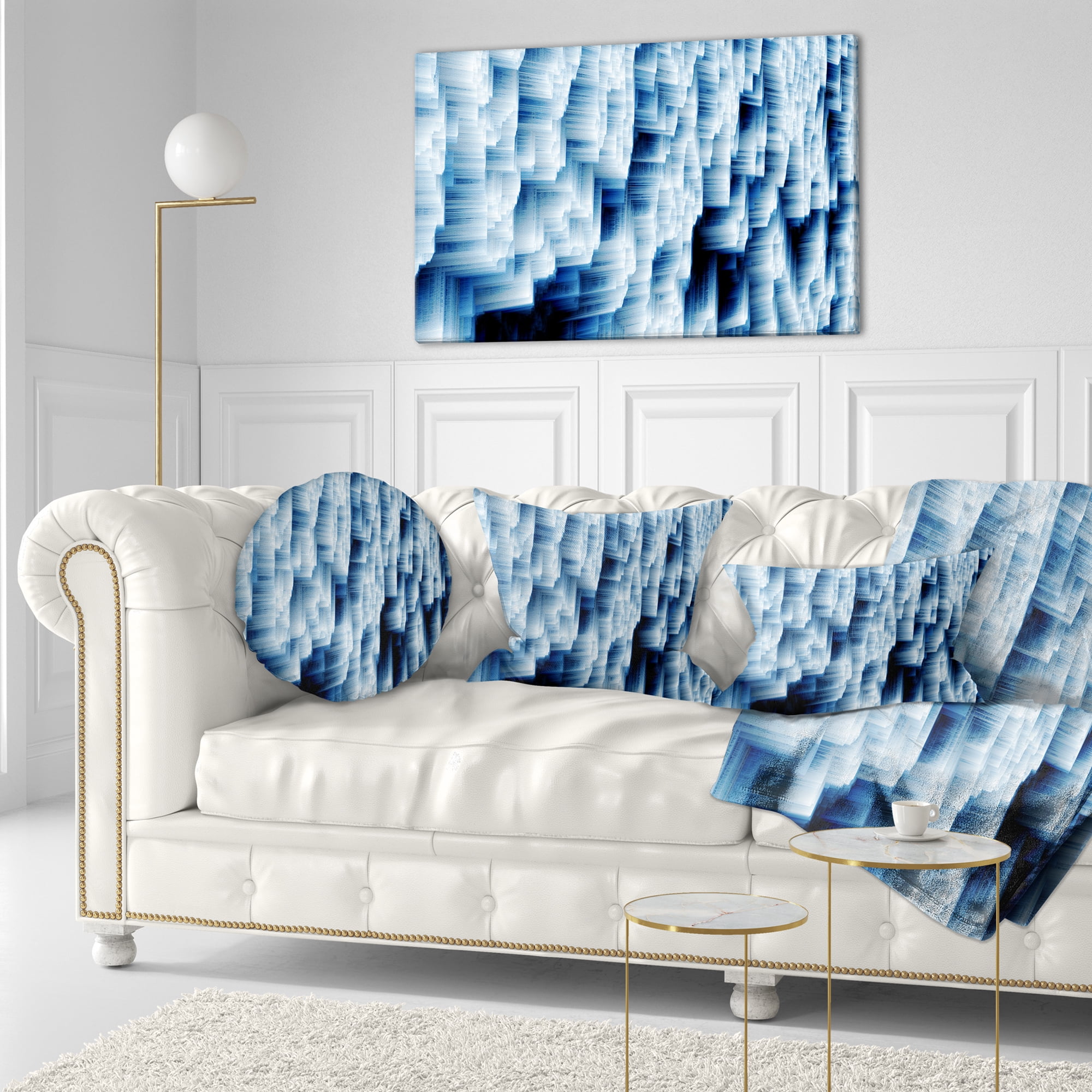 Designart Abstract Blue Ice - Photography Throw Pillow - 12x20