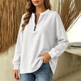 thumbnail image 4 of Neewe Women's Plain Long Sleeve Top Fall 1/4 Zipper Tops Loose Ladies Casual Fashionable Top Pullover, 4 of 7